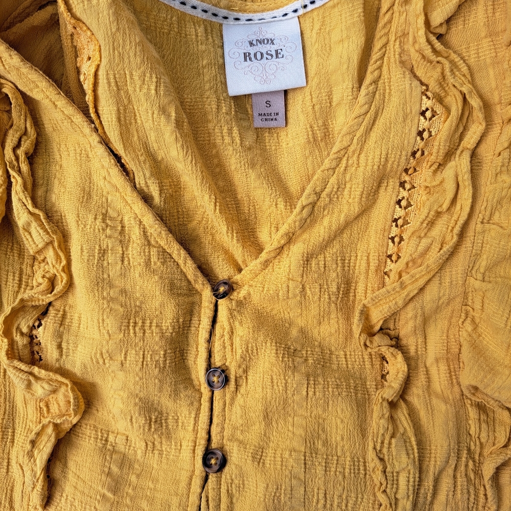 Knox Rose Sleeveless Ruffle Summer Sun Dress in Yellow Size S - Picture 3 of 3